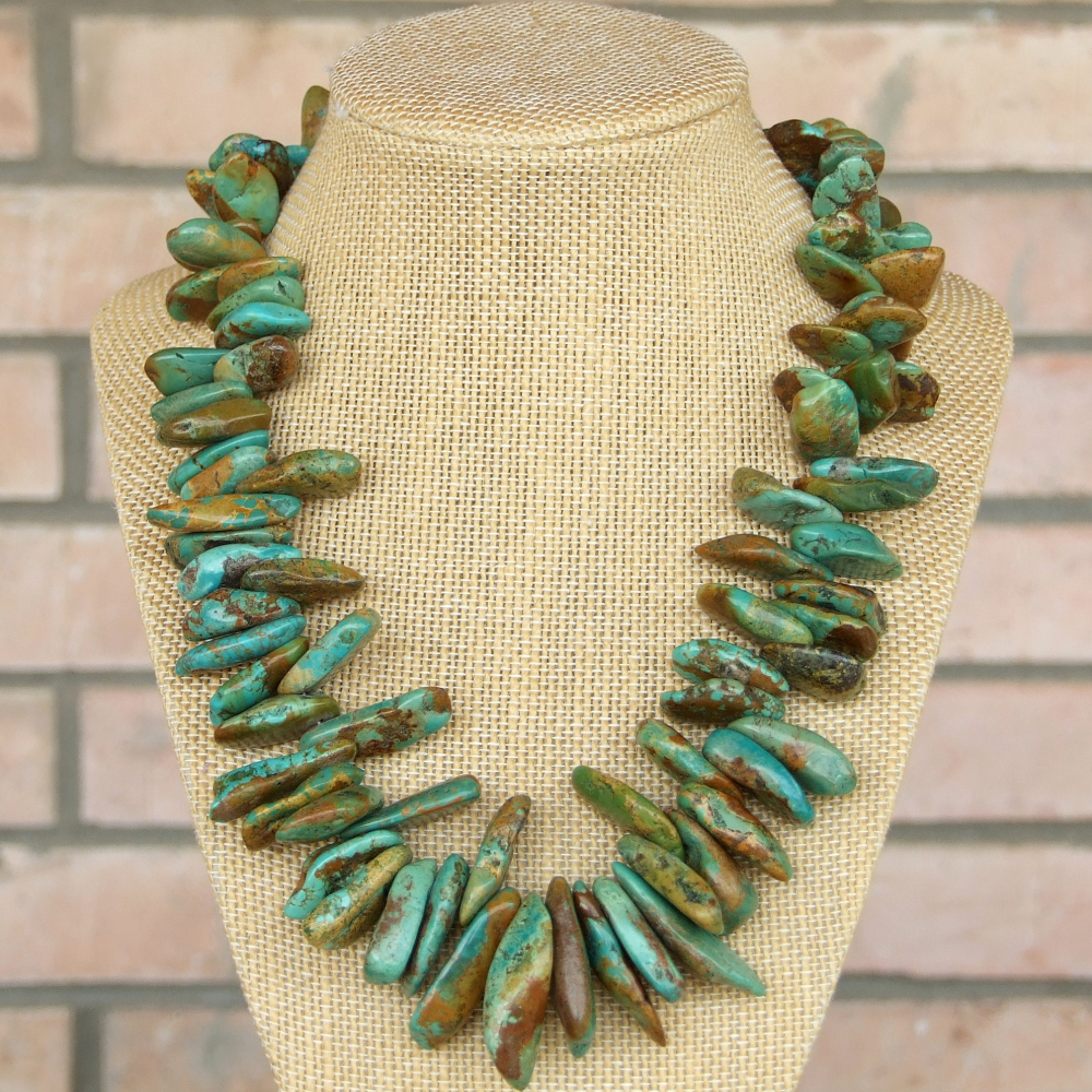 Fox Turquoise Necklace Graduated Gemstones Silver Handmade Jewelry Shadow Dog Designs