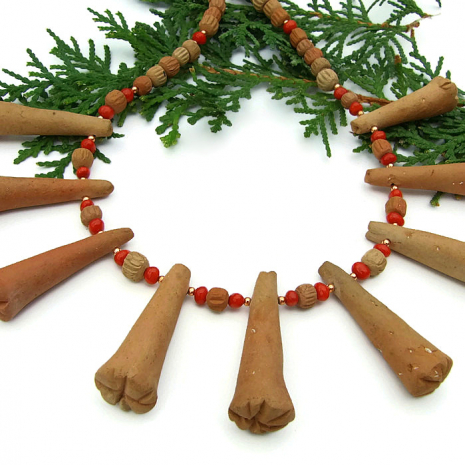 african terra cotta tribal collar necklace for women.necklace