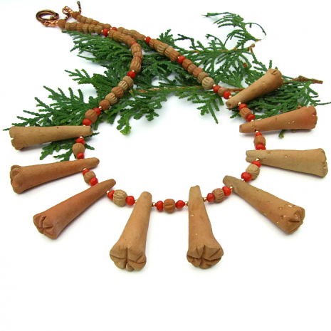 African terracotta tribal collar jewelry for women
