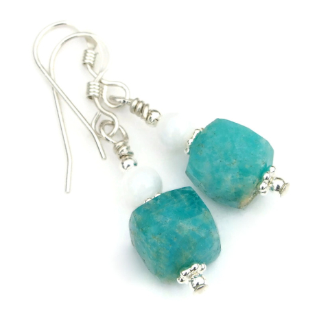 amazonite gemstone jewelry handmade mother of pearl gift for women
