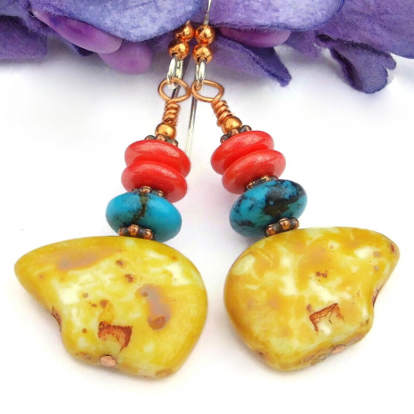 amber turquoise coral bear handmade jewelry southwest zuni totem