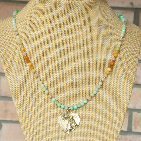 angel heart pendant necklace handmade gift for women