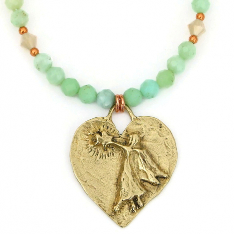 angel star heart pendant necklace handmade gift for her