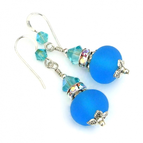 aqua blue lampwork glass bead jewelry gift for women