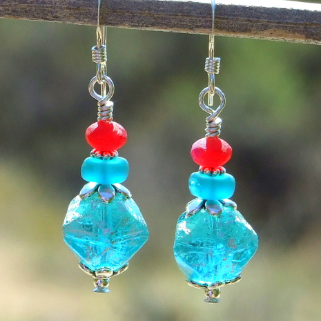 aqua glass jewelry handmade gift for women