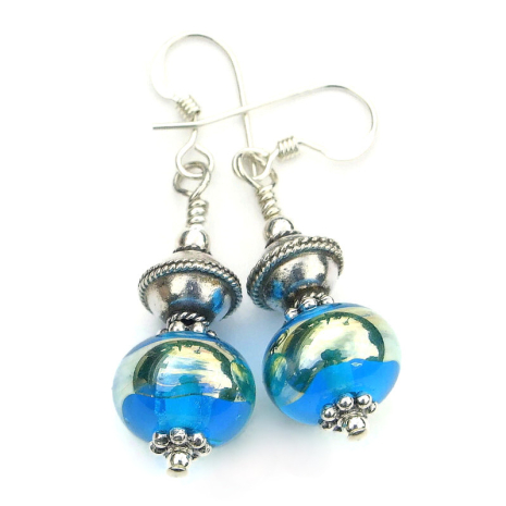 aqua lampwork glass jewelry handmade gift for women