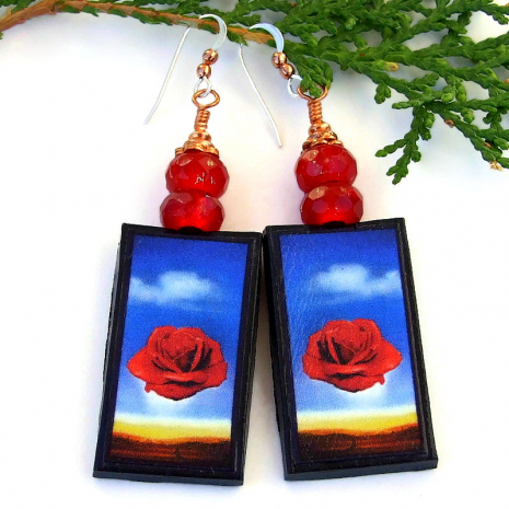 art earrings salvador dali meditative rose