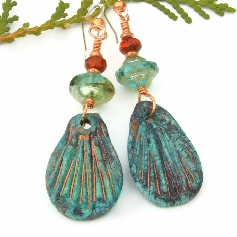 turquoise copper red rustic wings jewelry