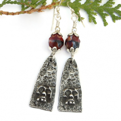 artisan goth skull earrings halloween day of the dead handmade jewelry
