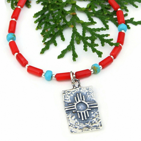 artisan handmade jewelry zia sun red coral turquoise