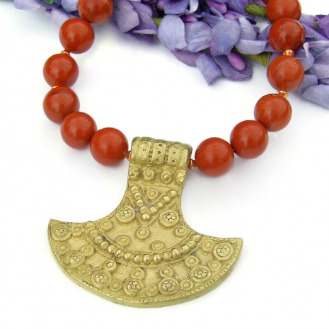 back side of fair trade nepalese shield pendant