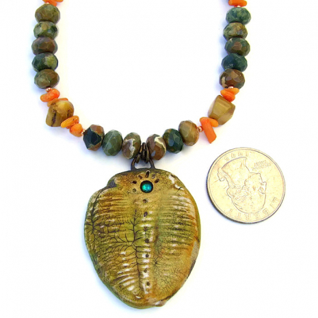 artisan trilobite pendant necklace handmade gift for her
