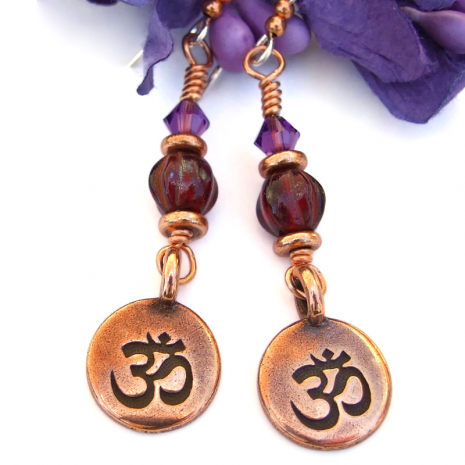 aum chakra earrings root crown chakras yoga