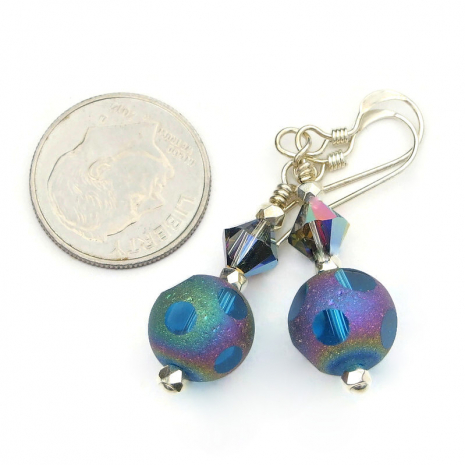 aurora borealis meteorite window glass handmade earrings gift for her