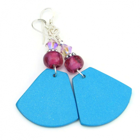 back side of botanical polymer clay earrings handmade