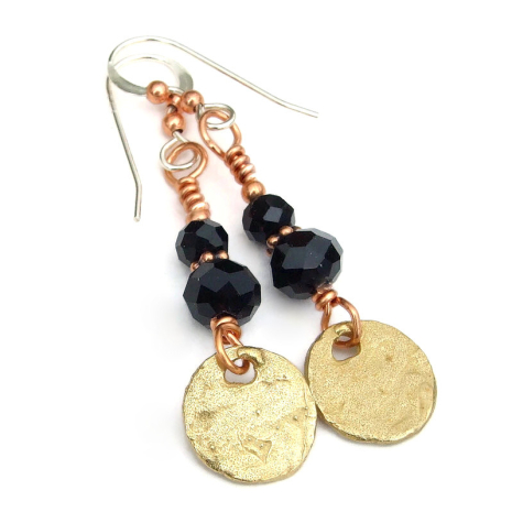 back side of bronze paw prints hearts dog lover earrings handmade