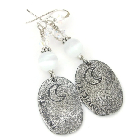 back side of cat moon earrings handmade