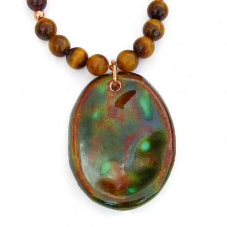 back side of ceramic dragonfly lotus pendant necklace
