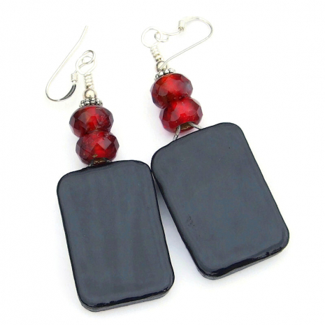 back side of christmas dog handmade earrings