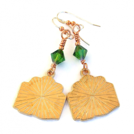 The gold back side of the Chrustmas earrings - they are MUCH shinier than the photo shows. back side of christmas present charm earrings handmade