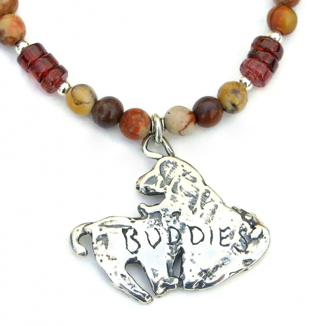 back side of dog cat engraved buddies pendant necklace