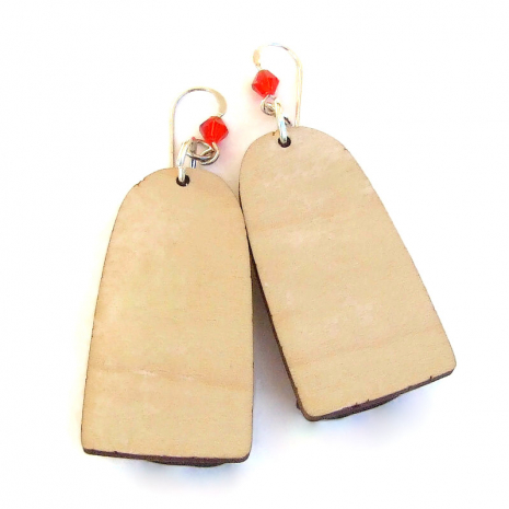 back side of dogs hearts handmade wooden earrings