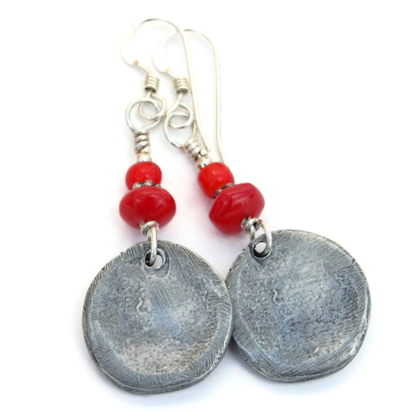 back side of eightfold noble path earrings handmade