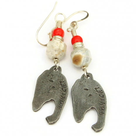 back side of elephant charm earrings