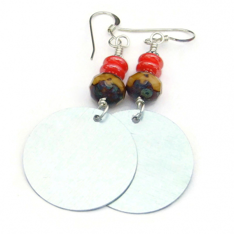 back side of faux tin bees flowers earrings handmade