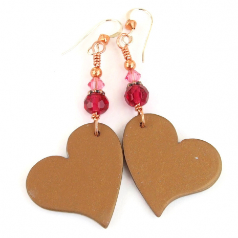 back side of floral heart earrings