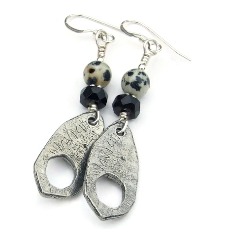 back side of goth skull earrings halloween day of the dead