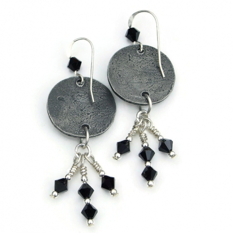back side of goth skull halloween handmade earrings