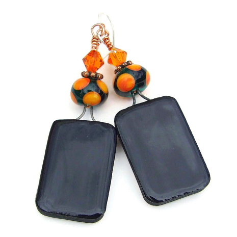 back side of halloween dogs puppies earrings bats handmade