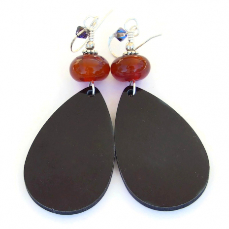 back side of halloween ghost cat wine bats moon earrings handmade
