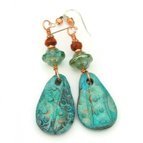 back side of handmade boho wing dangles