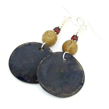 back side of handmade celtic wolf head earrings