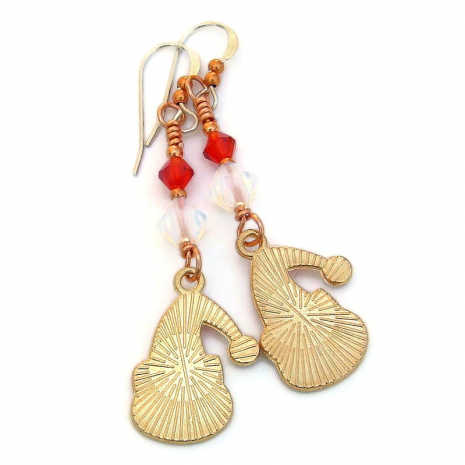 back side of handmade christmas kitties cats earrings jewelry