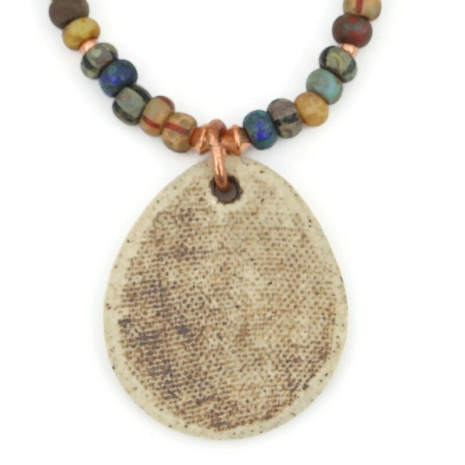 back side of horse heart moon ceramic pendant necklace handmade