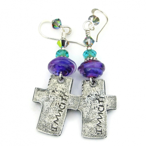 back side of moon crosses earrings artists makers mark