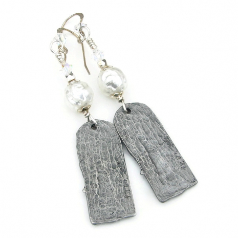 back side of moon lady handmade earrings