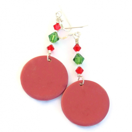 back side of red cardinal christmas dangle earrings