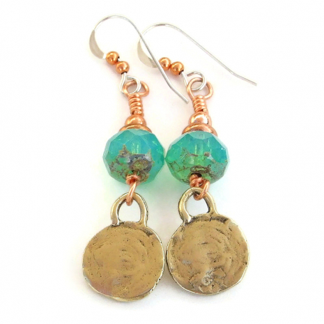 back side of rustic cross earrings handmade