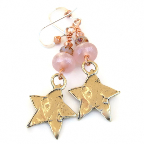 back side of star hearts handmade earrings