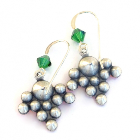 back side of vintage crystal Christmas holiday earrings handmade