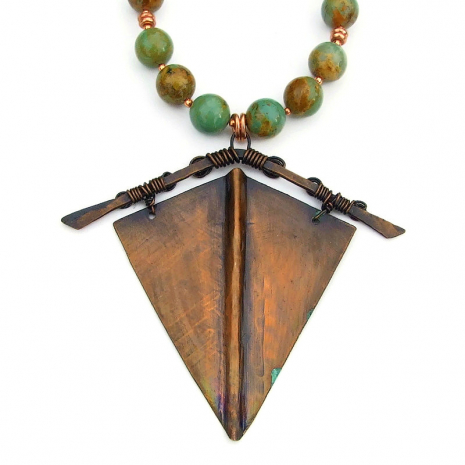 backside of copper kite pendant