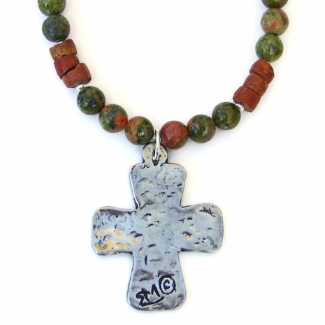 backside southwest petroglyph cross necklace