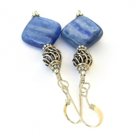 bali silver blue kyanite handmade earrings