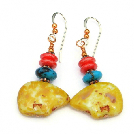 bear earrings handmade zuni totem gift for women