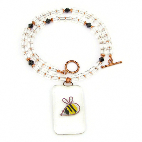 bee bumblebee necklace handmade gift for women