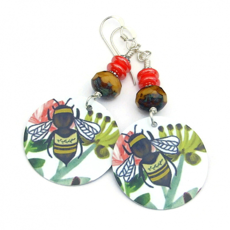 bee lover earrings handmade gift for women